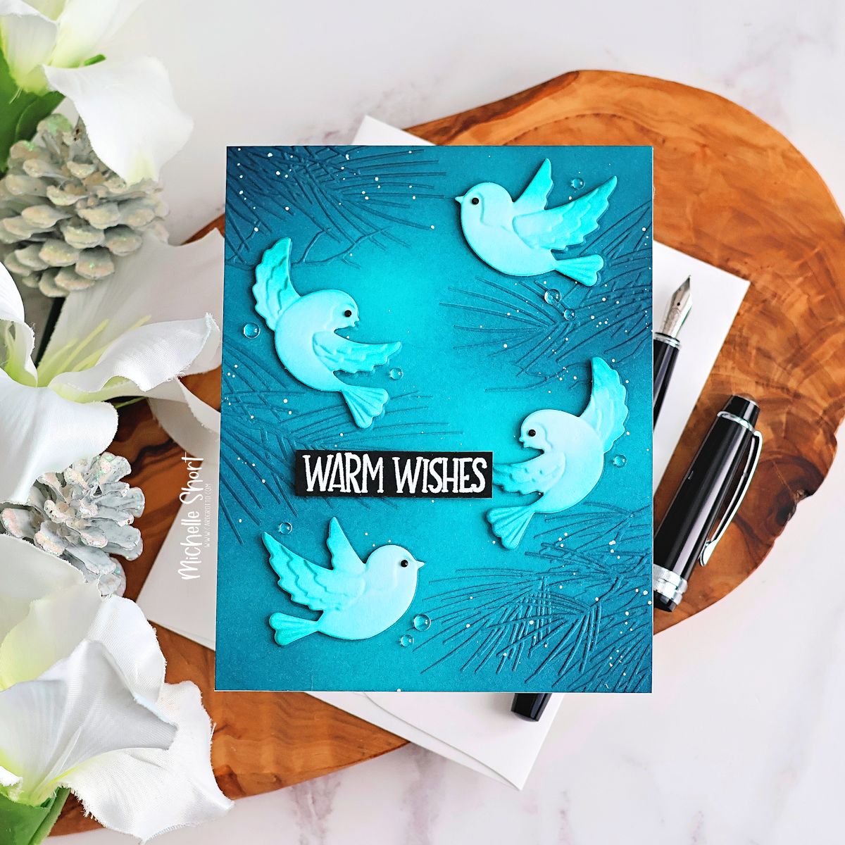 Simon Says Stamp Embossing Folder and Cutting Dies Birds in the Pines sfd520 DieCember Christmas Card | color-code:ALT02
