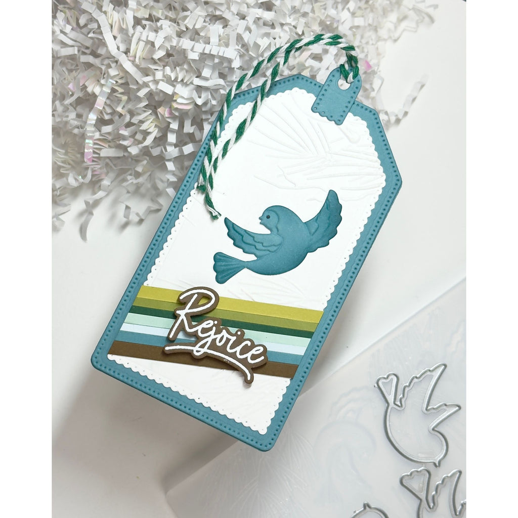 Simon Says Stamp Embossing Folder and Cutting Dies Birds in the Pines sfd520 DieCember Christmas Tag