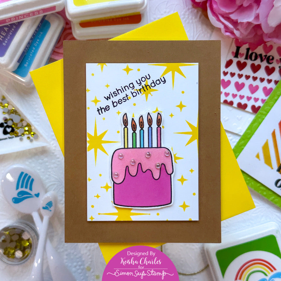 Rainbow Splash Clear Stamps Birthday Bash rs107c Splendor Birthday Card