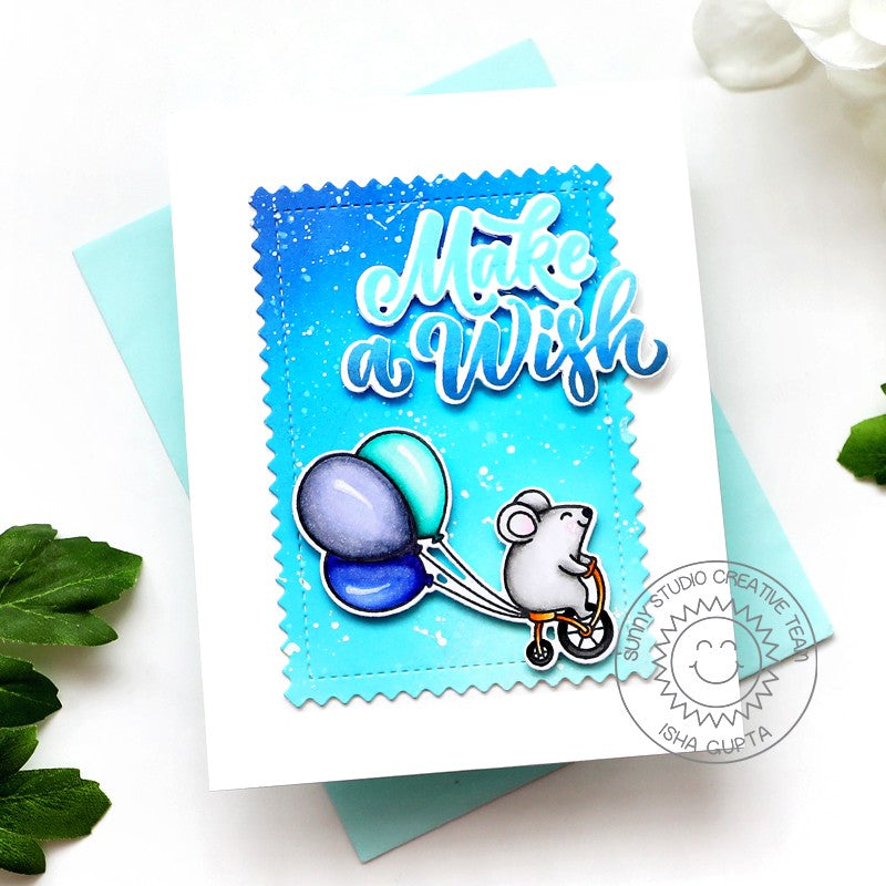 Sunny Studio Birthday Mouse Clear Stamps SSCL-354 blue