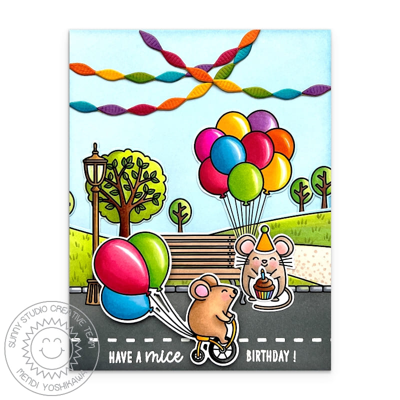 Sunny Studio Birthday Mouse Clear Stamps SSCL-354 party