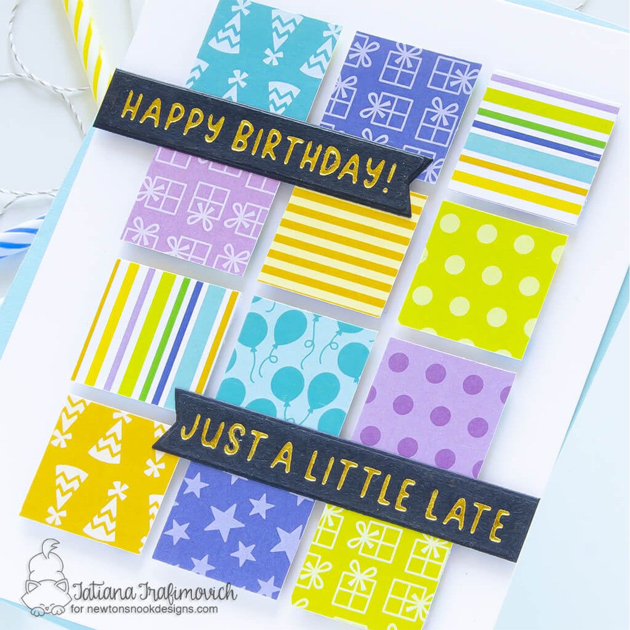 Newton's Nook Designs Birthday Greetings Hot Foil Plates NN2307HF1 presents