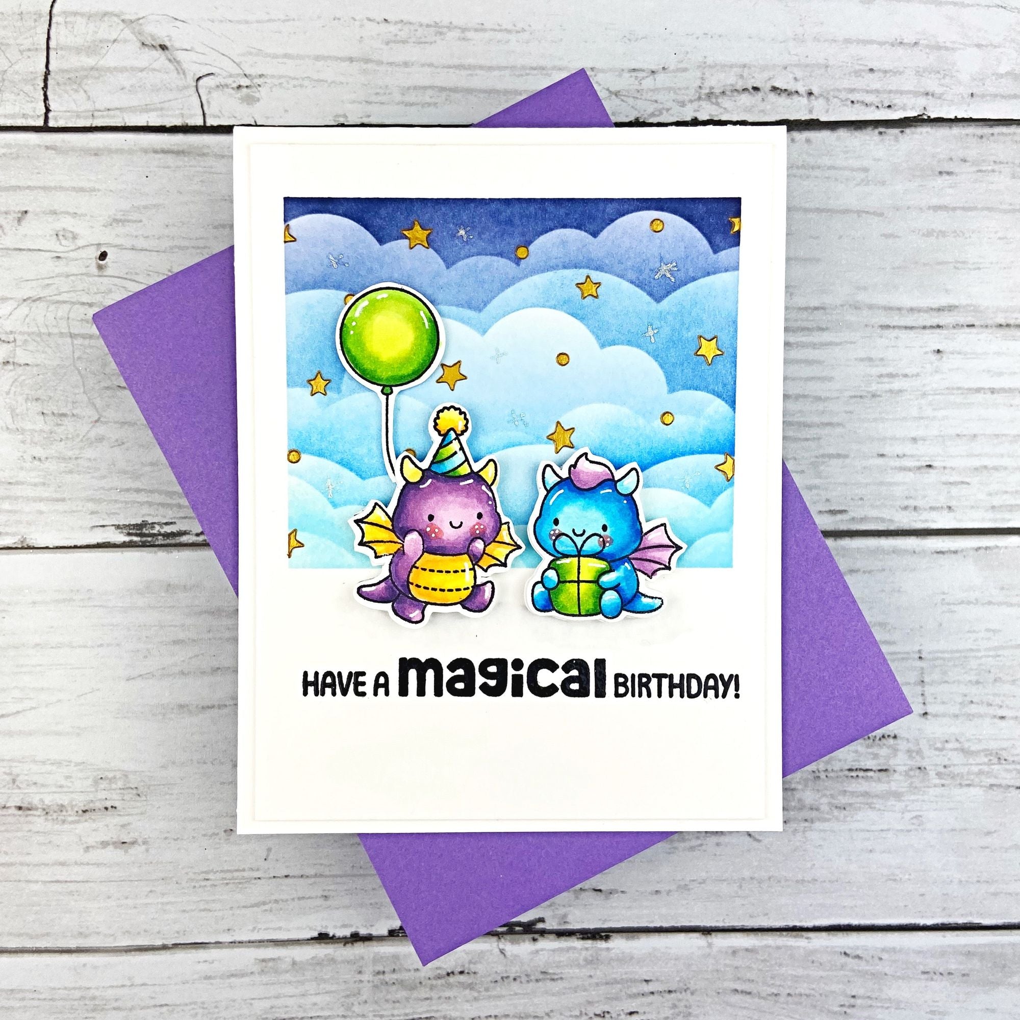 Simon Says Stamp Birthday Dragons Wafer Dies 1295sdc Moments in Time Birthday Card | color-code:ALT01
