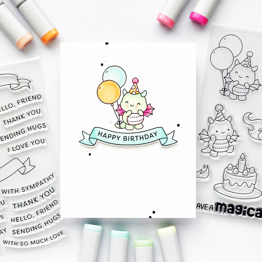 Simon Says Clear Stamps Birthday Dragons 3201ssc Moments in Time Birthday Card