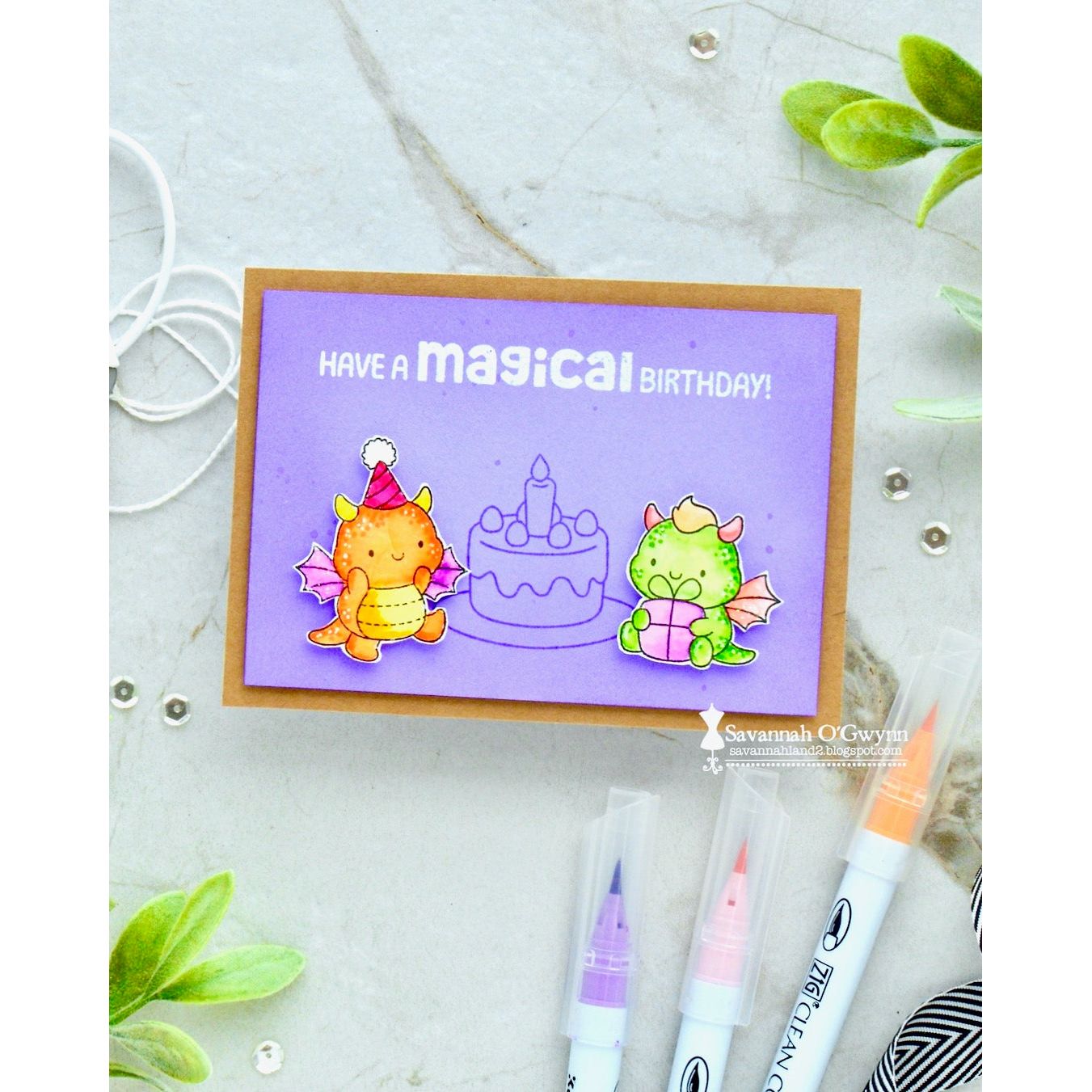 Simon Says Stamps and Dies Birthday Dragons set985bd Moments in Time Birthday Card