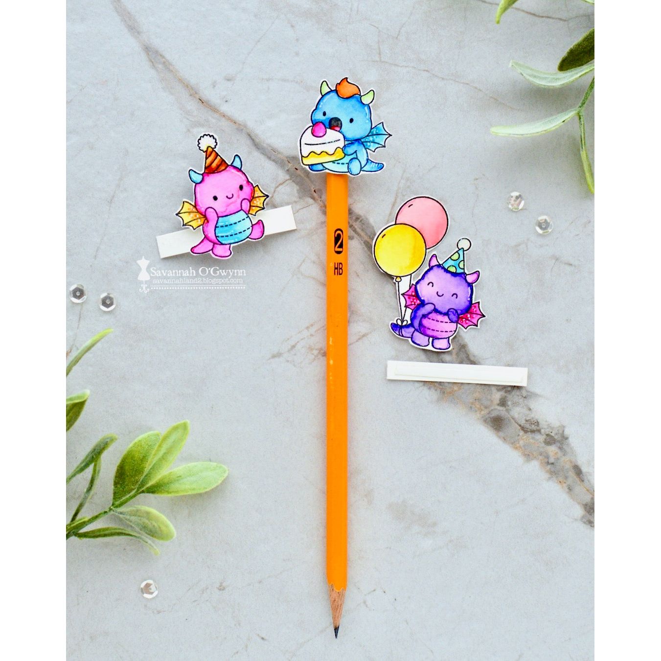 Simon Says Clear Stamps Birthday Dragons 3201ssc Moments in Time Dragon Pencil Toppers