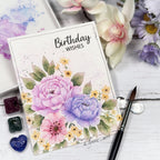 Birthday Wishes Watercolor Flowers Card featuring Floral Delight