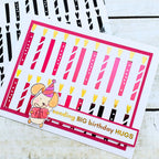 Birthday card with candles and a dog