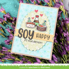 Birthday card with sushi and sentiment 'Soy Happy It's Your Birthday!'
