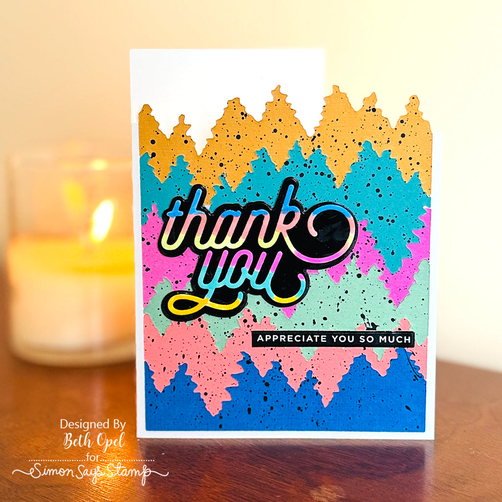 Simon Says Stamp Pawsitively Perfect Splatter Medium Black st0190 DieCember Thank You Card