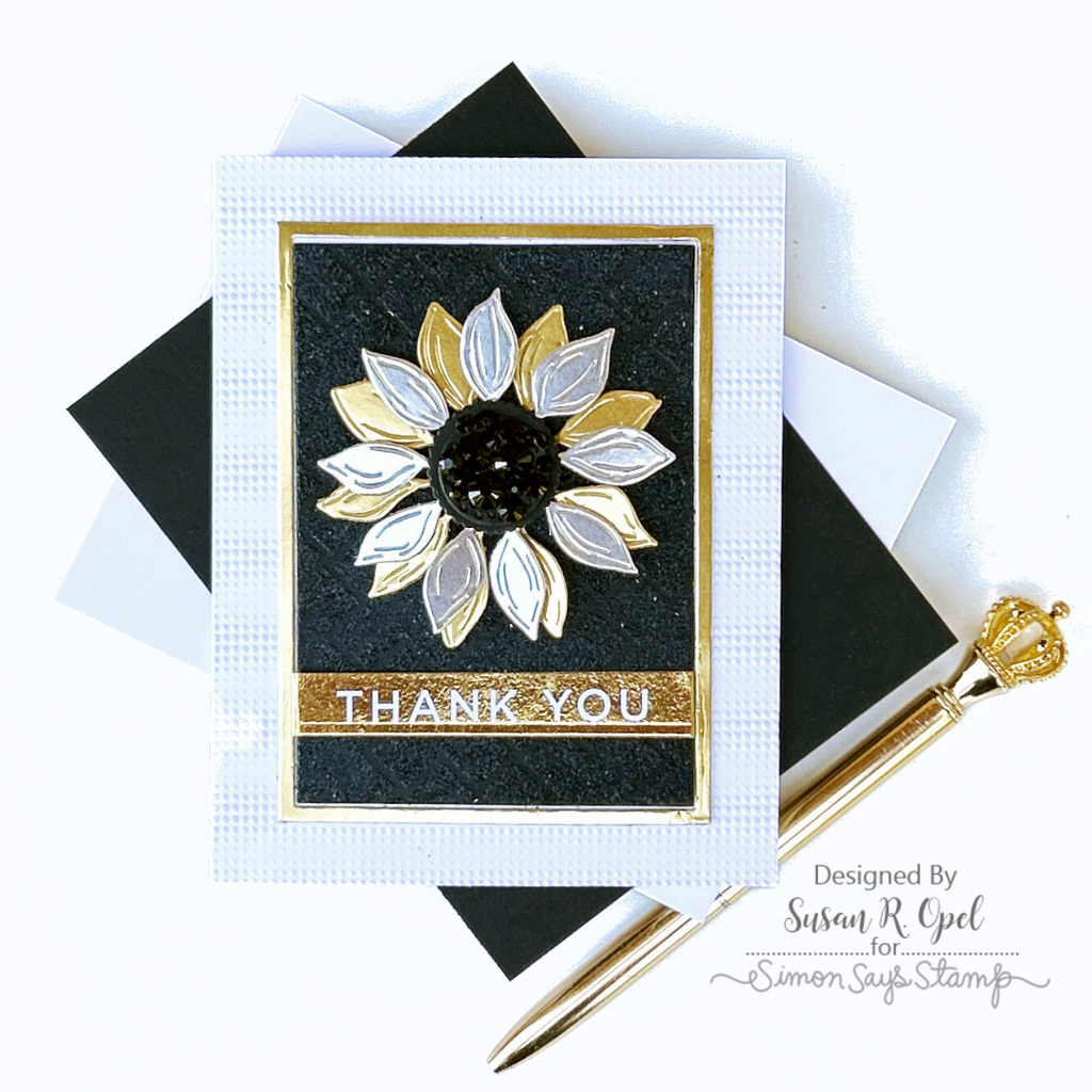 Simon Says Stamp Pawsitively Dazzling Gems Black se120 Sweet Wishes Thank You Card