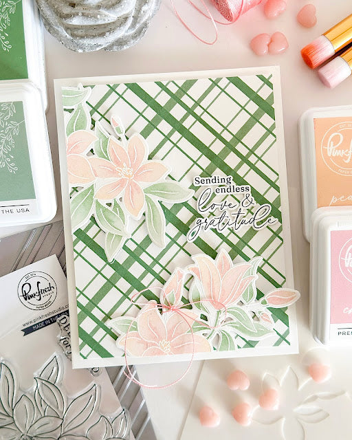 Pinkfresh Studio Delighted For You Clear Stamps 253524 Plaid Gratitude Card | color-code:ALT03