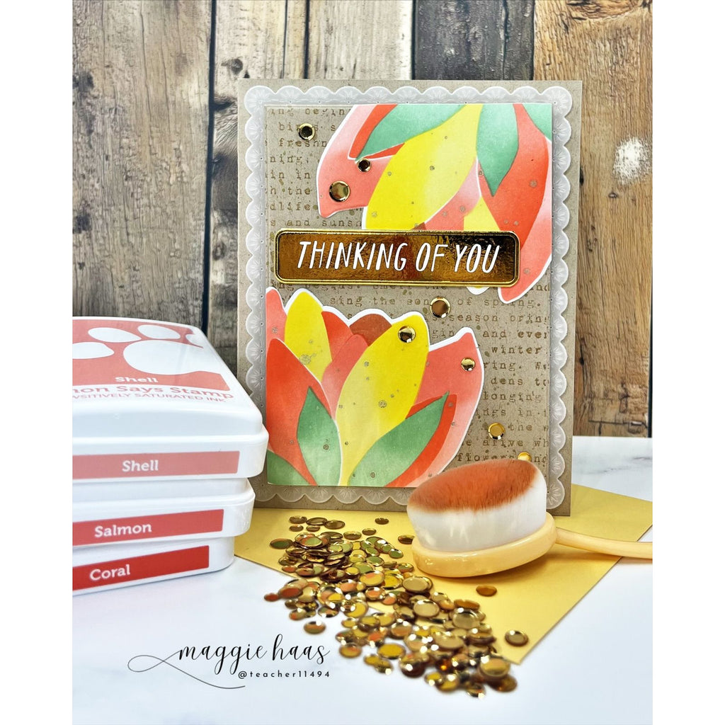 Simon Says Stamp Set of 4 Stencils Blooming Flower 1133mtc Shine On Maggie Haas Thinking of You Card
