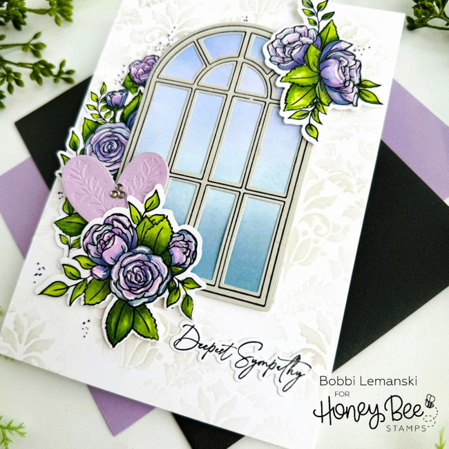 Honey Bee Blooming View Dies hbds-524 Deepest Sympathy Card