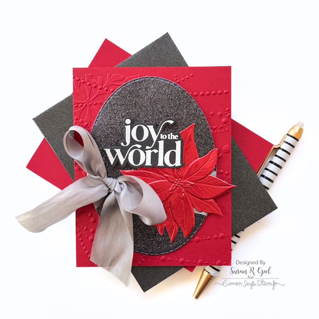 Simon Says Stamp Embossing Folder and Cutting Die Blooming Poinsettia sfd562 DieCember Christmas Card