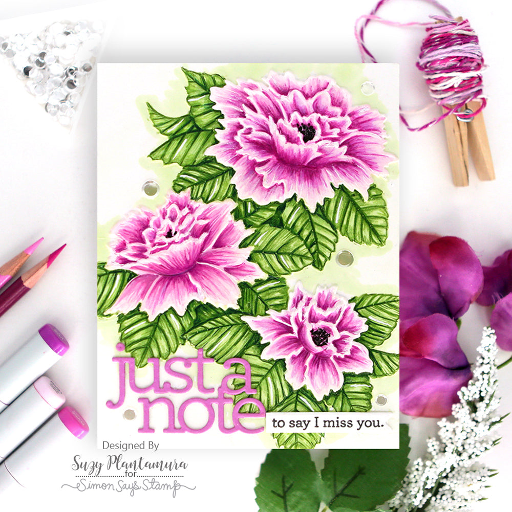 Simon Says Stamp Embossing Folder and Cutting Dies Blossom Bunches sfd385 Celebrate Miss You Card | color-code:ALT01