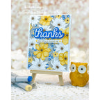 Simon Says Stamp Embossing Folder Blossom Bursts sf470 Happy Camper Thanks Card