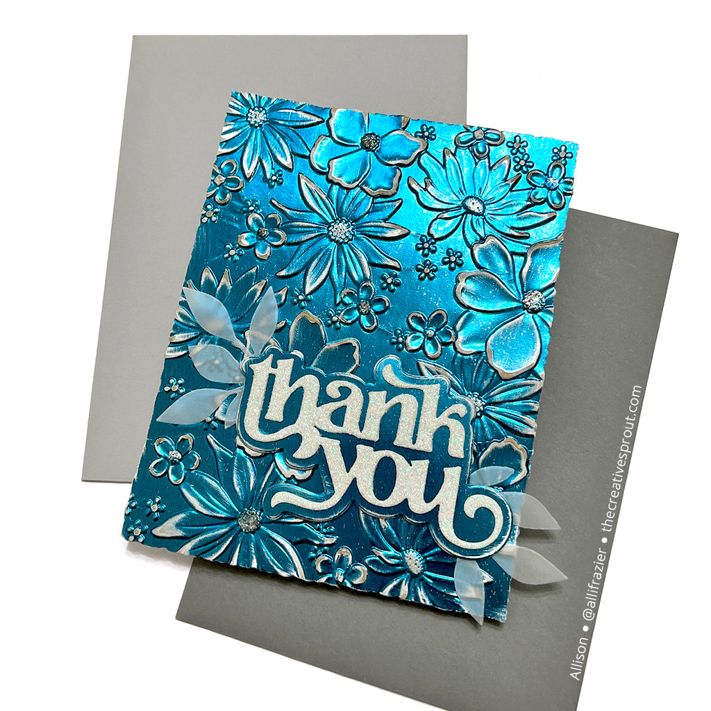 Simon Says Stamp Embossing Folder Blossom Bursts sf470 Happy Camper Thank You Card | color-code:ALT04