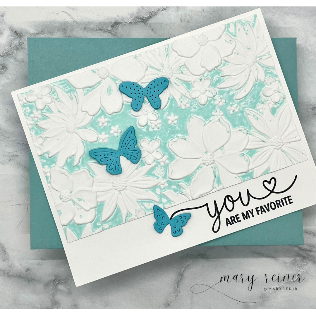 Simon Says Stamp Embossing Folder Blossom Bursts sf470 Happy Camper Friend Card