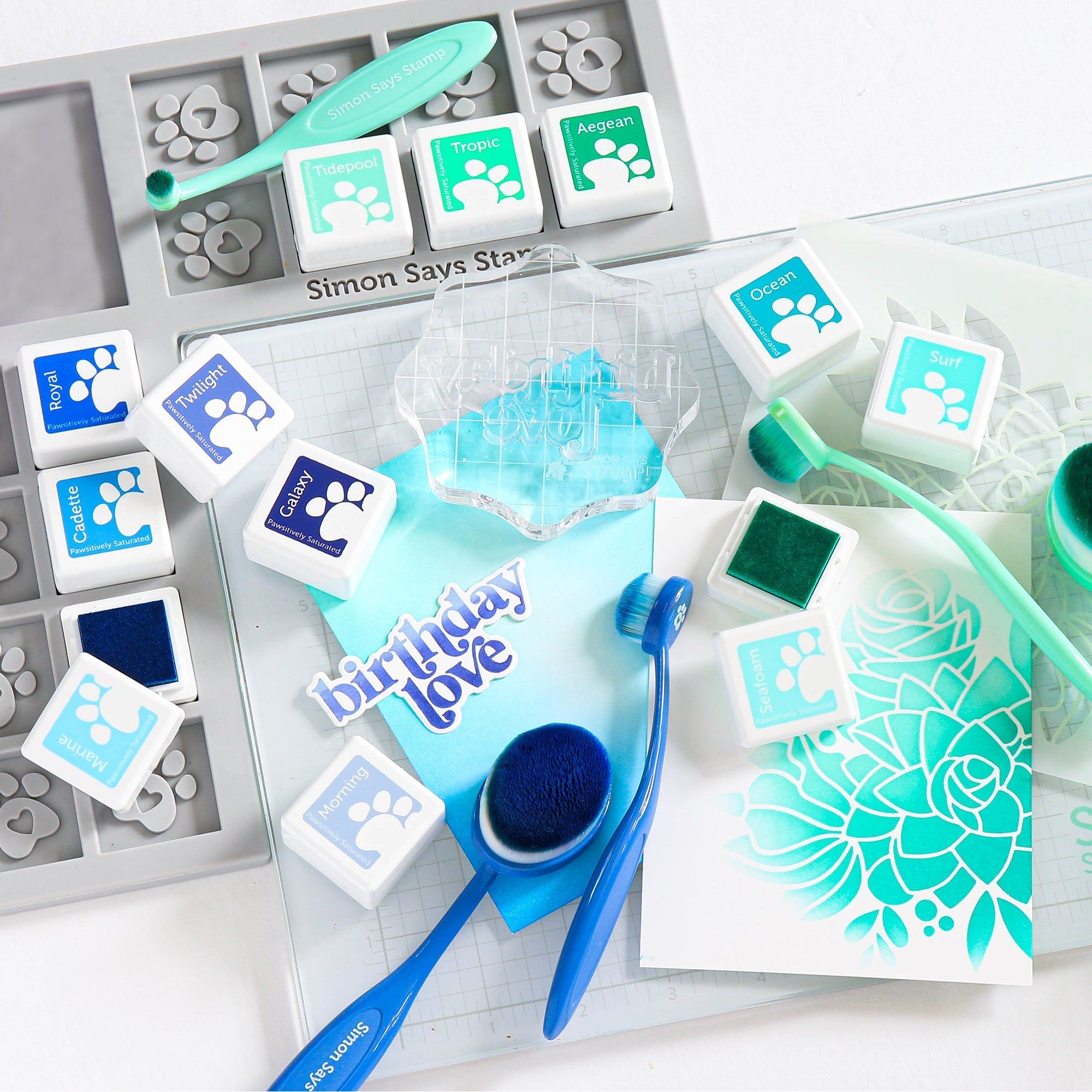 Simon Says Stamp Pawsitively Saturated Ink Cubes Blue Seas ssc604 Just A Note