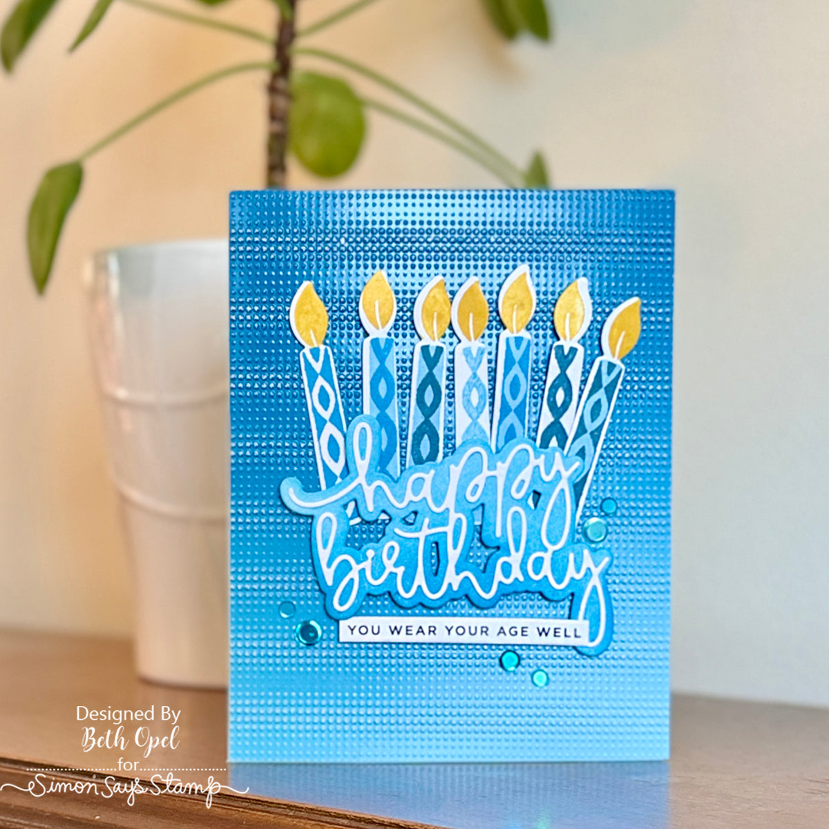 Simon Says Stamp Embellishment Mix Blue Frost 1225bf DieCember Birthday Card