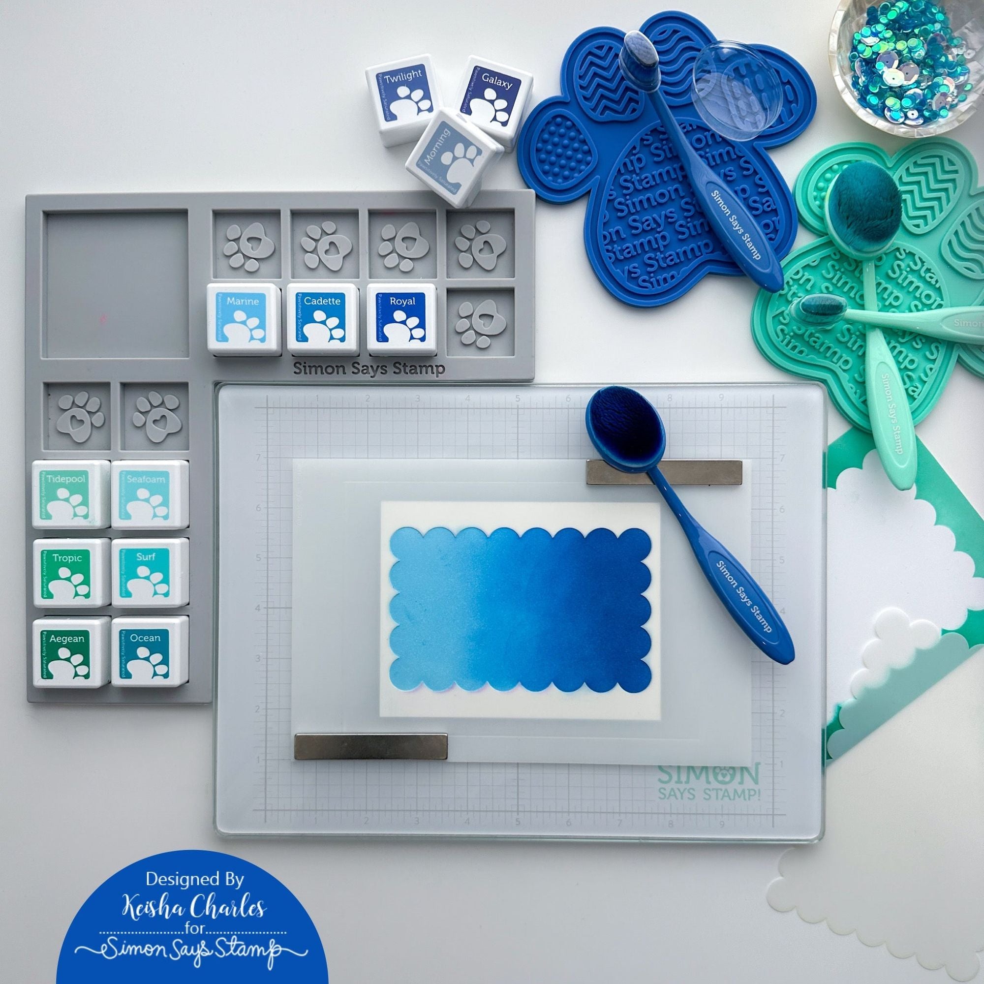 Simon Says Stamp Pawsitively Saturated Ink Cubes Blue Seas ssc604 Just A Note