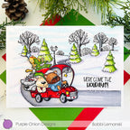 Purple Onion Designs Tofu And Friends Christmas Truck Cling Stamp pod5007 Christmas Travel Scene Card