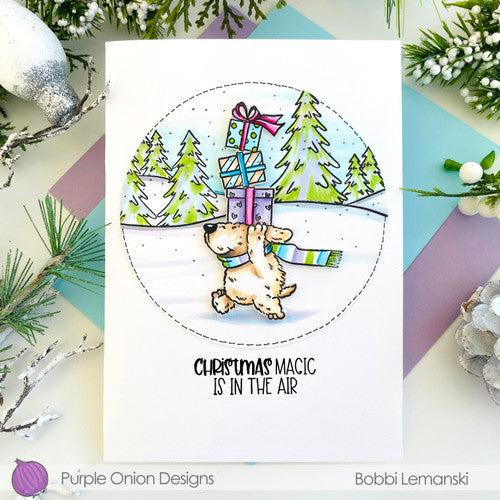 Purple Onion Designs Flappy's Christmas Delivery Cling Stamp pod5003 Christmas Magic In The Air Card