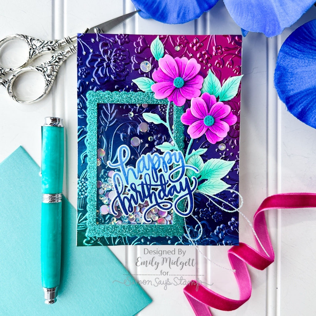 Simon Says Stamp Embossing Folder Boho Flowers sf510 STAMPtember Birthday Card | color-code:ALT03