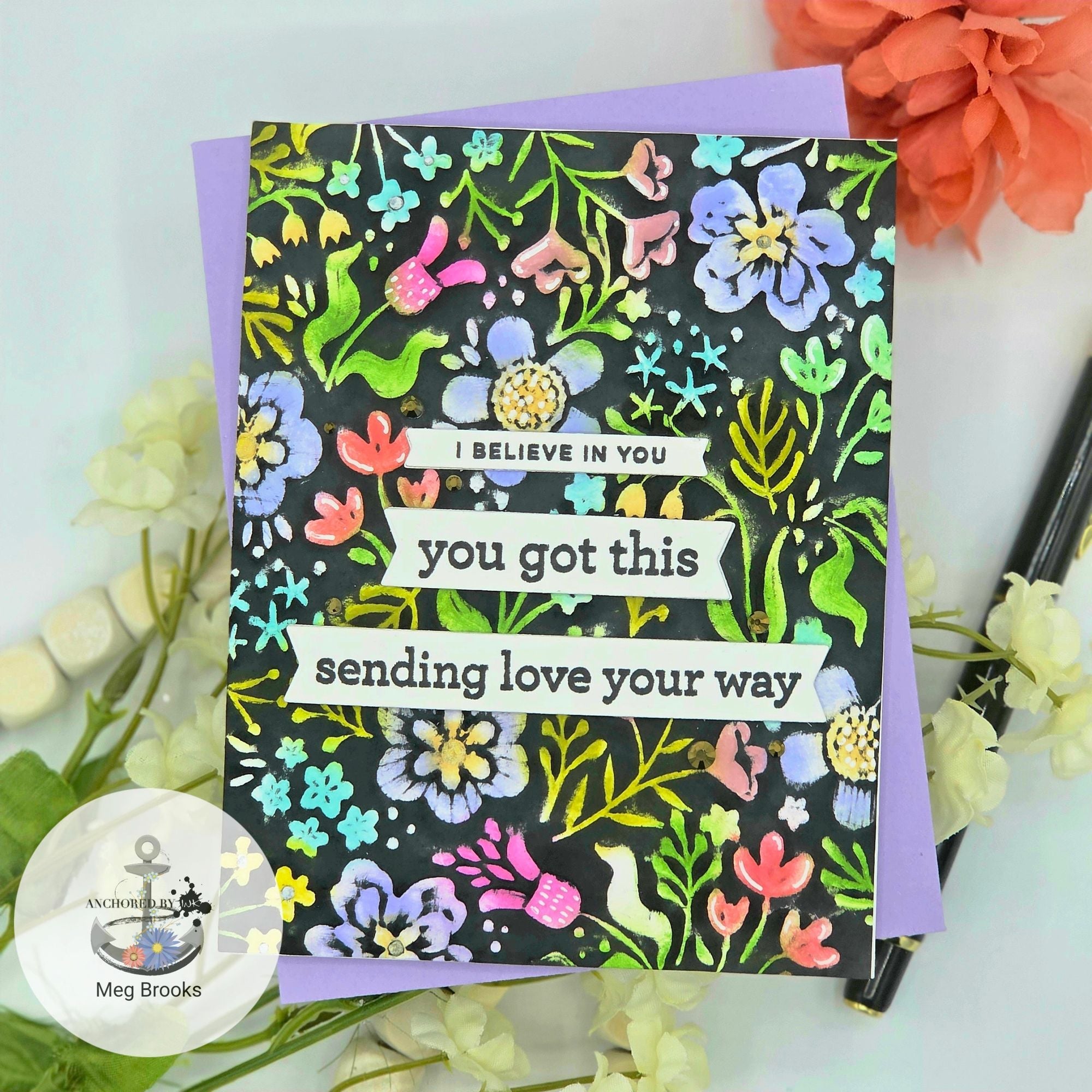 Simon Says Stamp Embossing Folder Boho Flowers sf510 STAMPtember You Got This Card