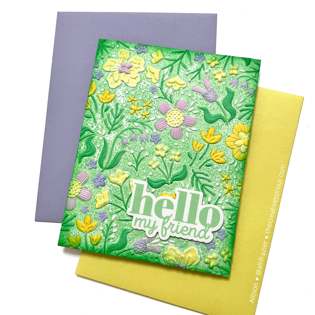 Simon Says Stamp Embossing Folder Boho Flowers sf510 STAMPtember Hello Card