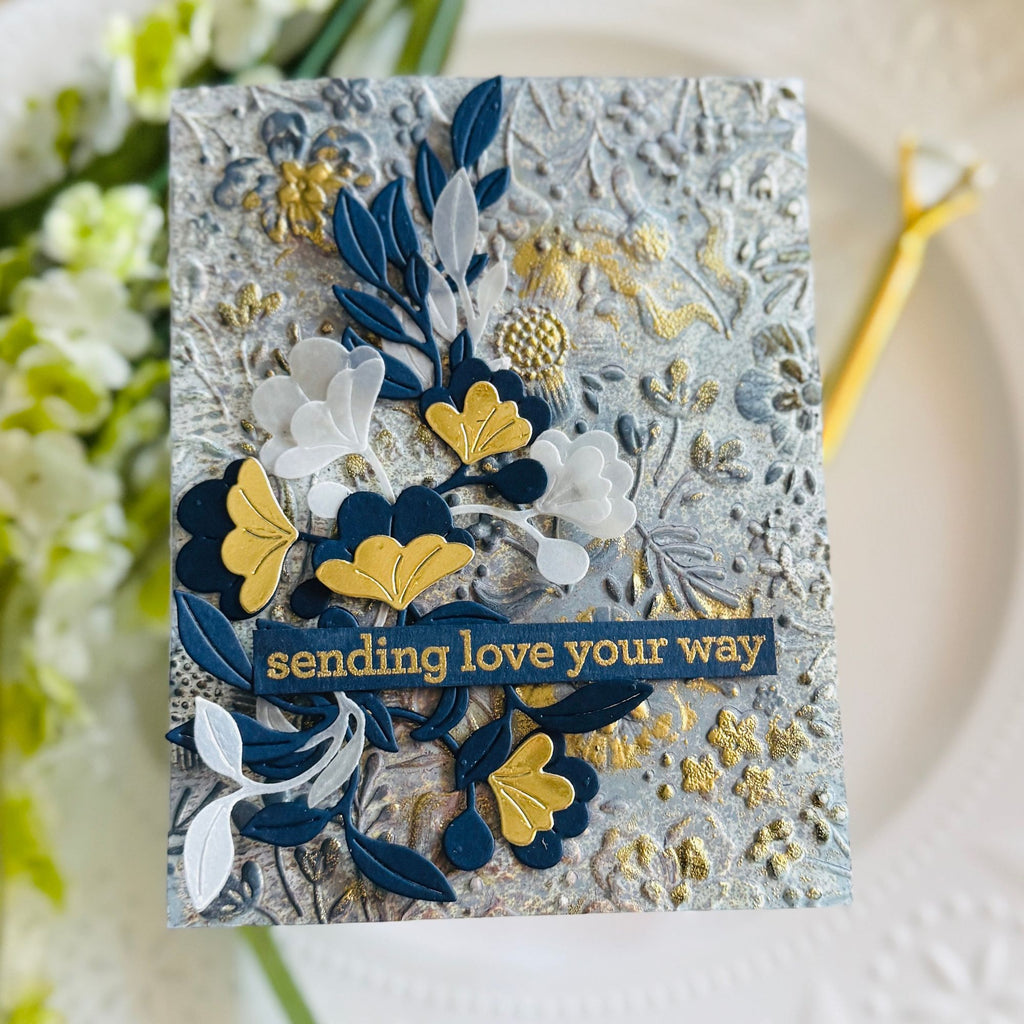 Simon Says Stamp Embossing Folder and Cutting Dies Boho Flowers sfd510 STAMPtember Love Card