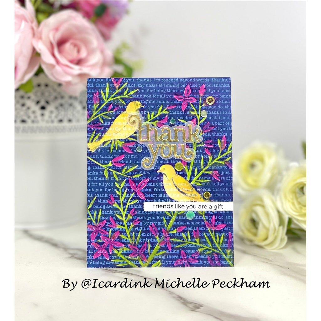 Simon Says Stamp Embossing Folder and Cutting Dies Bold Bird Branches sfd475 Moments in Time Thank You Card