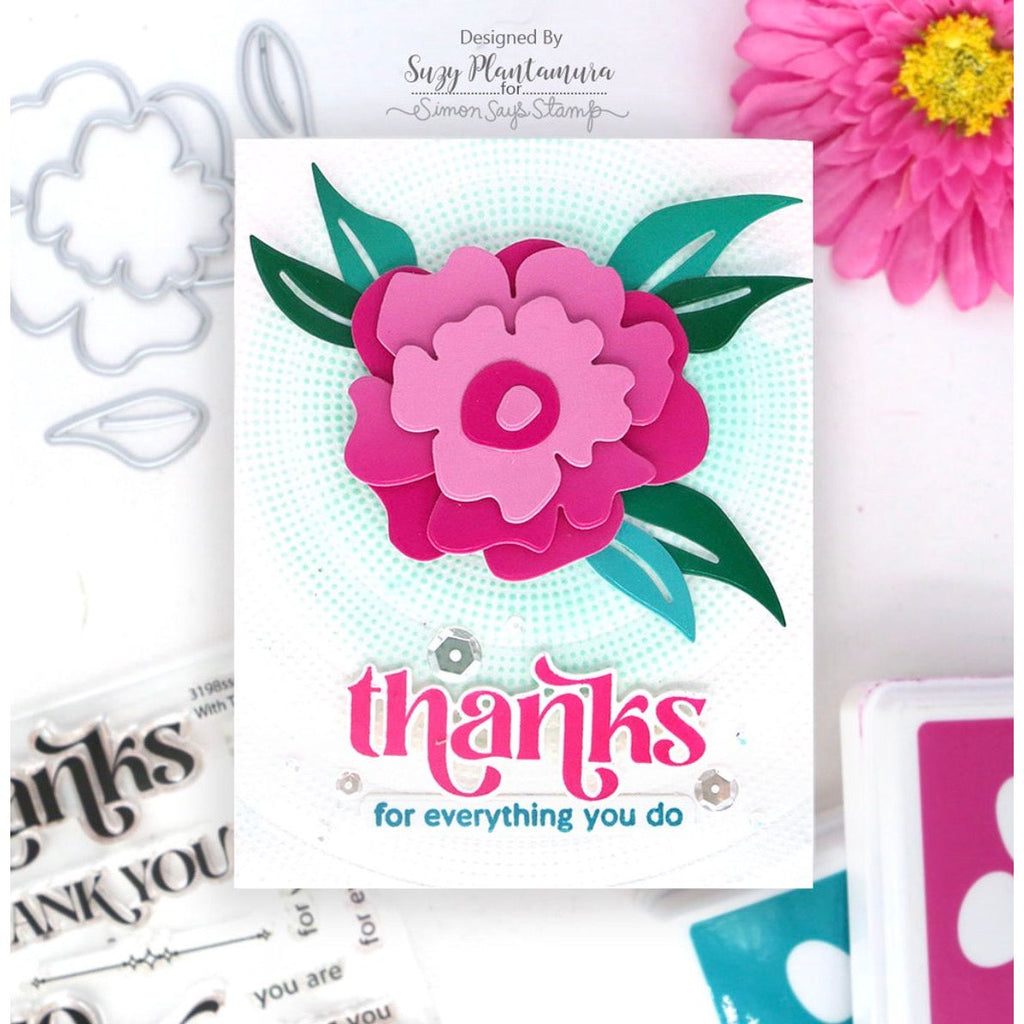 Simon Says Stamp Bold Flower Wafer Dies 1320md Moments in Time Thanks Card | color-code:ALT09