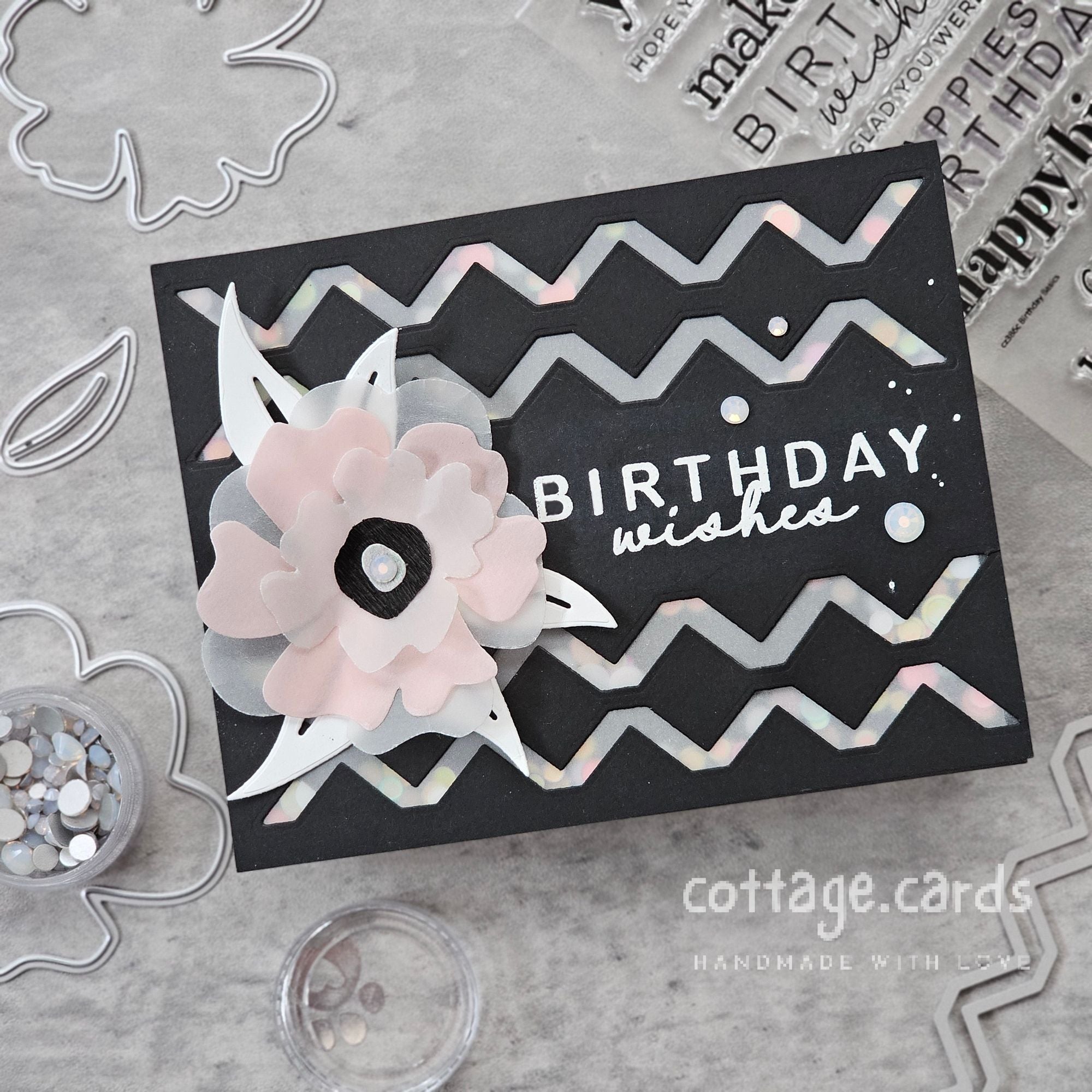 Simon Says Stamp Bold Flower Wafer Dies 1320md Moments in Time Birthday Card