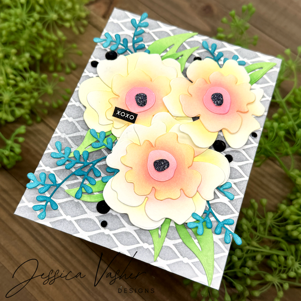 Simon Says Stamp Bold Flower Wafer Dies 1320md Moments in Time XOXO Card