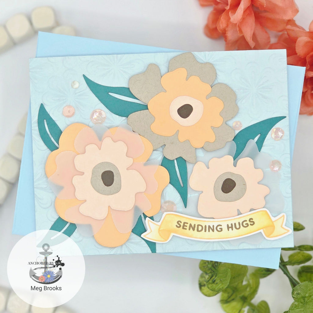 Simon Says Stamp Bold Flower Wafer Dies 1320md Moments in Time Hugs Card