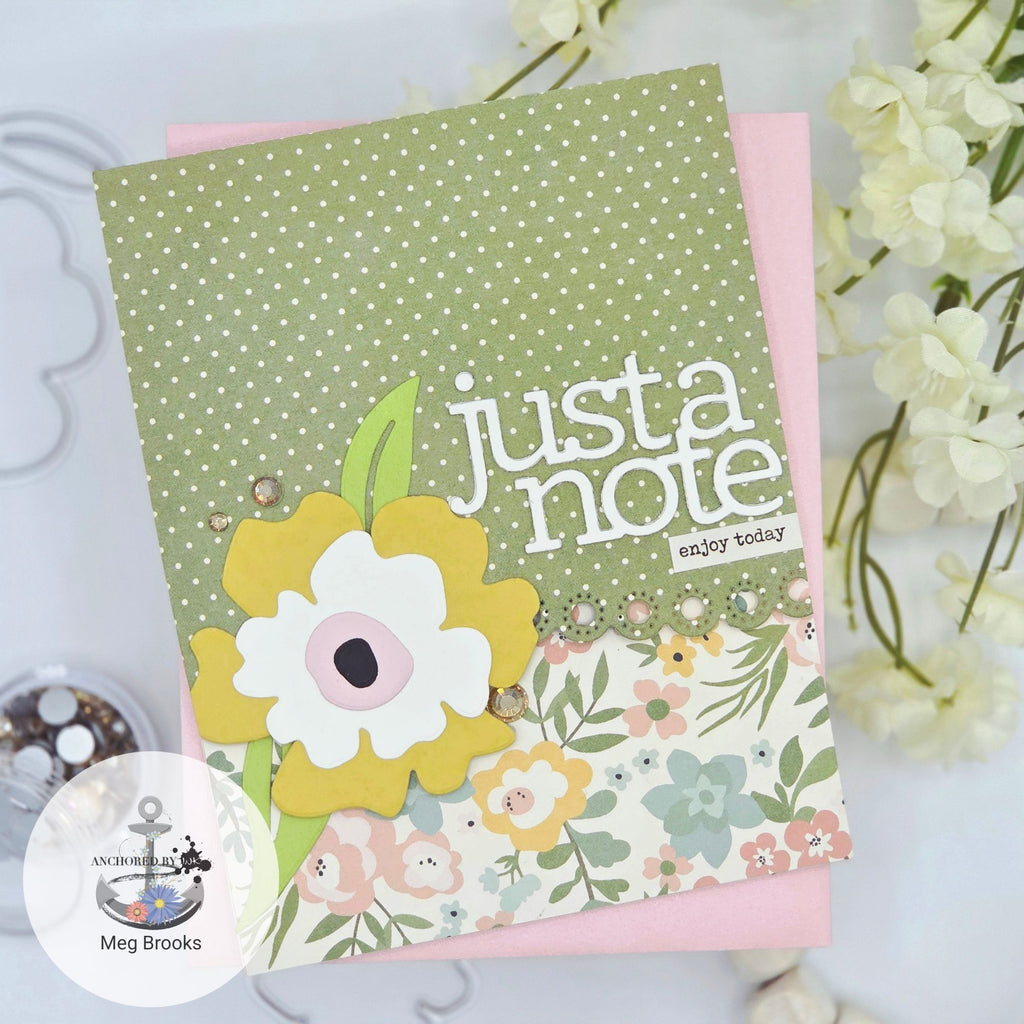 Simon Says Stamp Bold Flower Wafer Dies 1320md Moments in Time Just a Note Card
