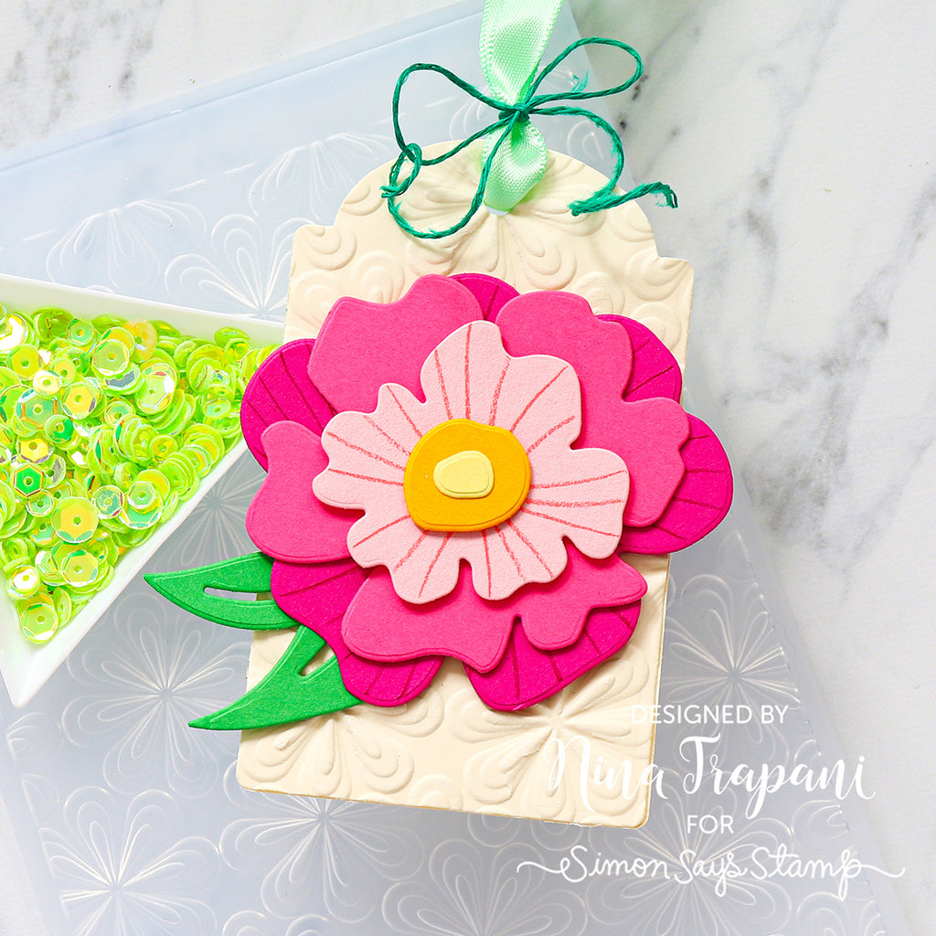 mon Says Stamp Bold Flower Wafer Dies 1320md Moments in Time Floral Tag
