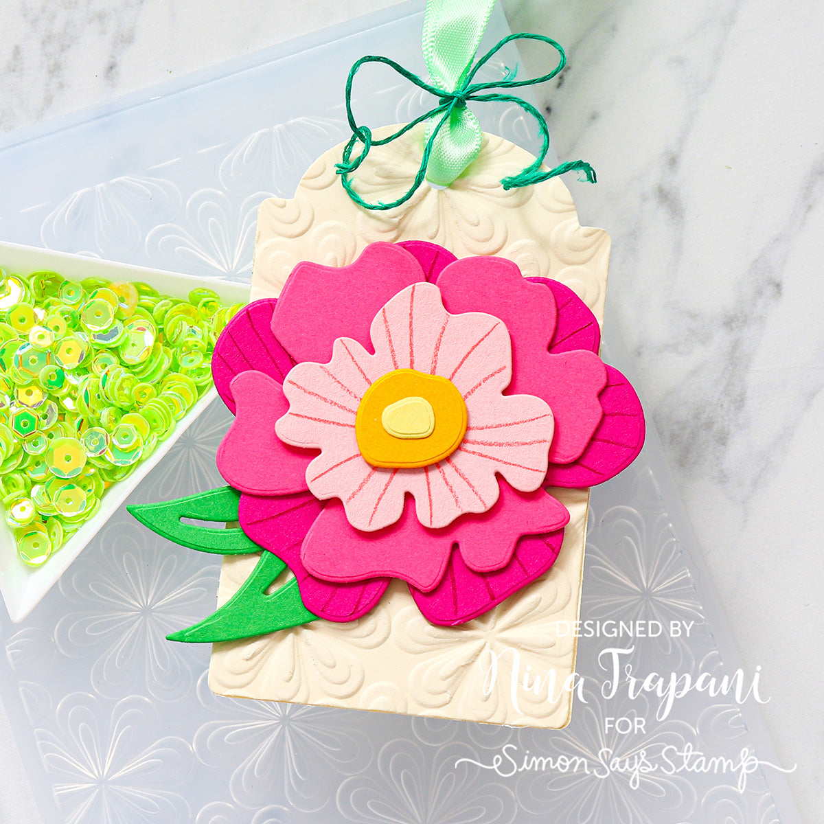 mon Says Stamp Bold Flower Wafer Dies 1320md Moments in Time Floral Tag