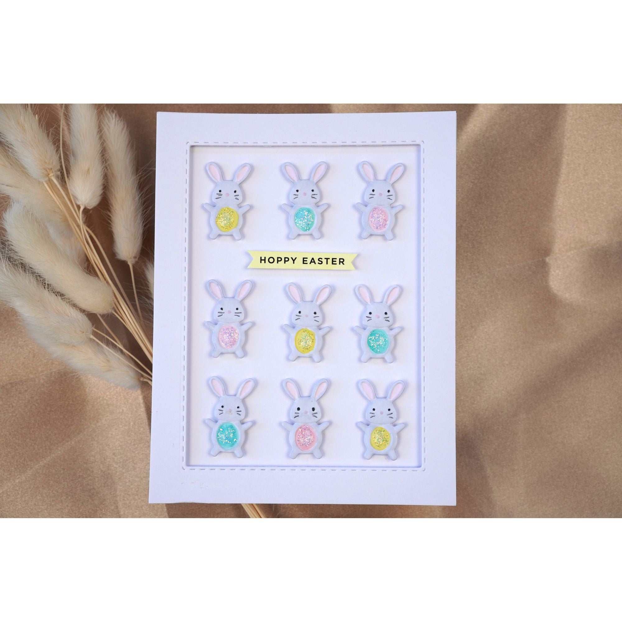Simon Says Stamp Embossing Folder and Cutting Dies Bouncy Bunny sfd603 Beautiful Moments Easter Card