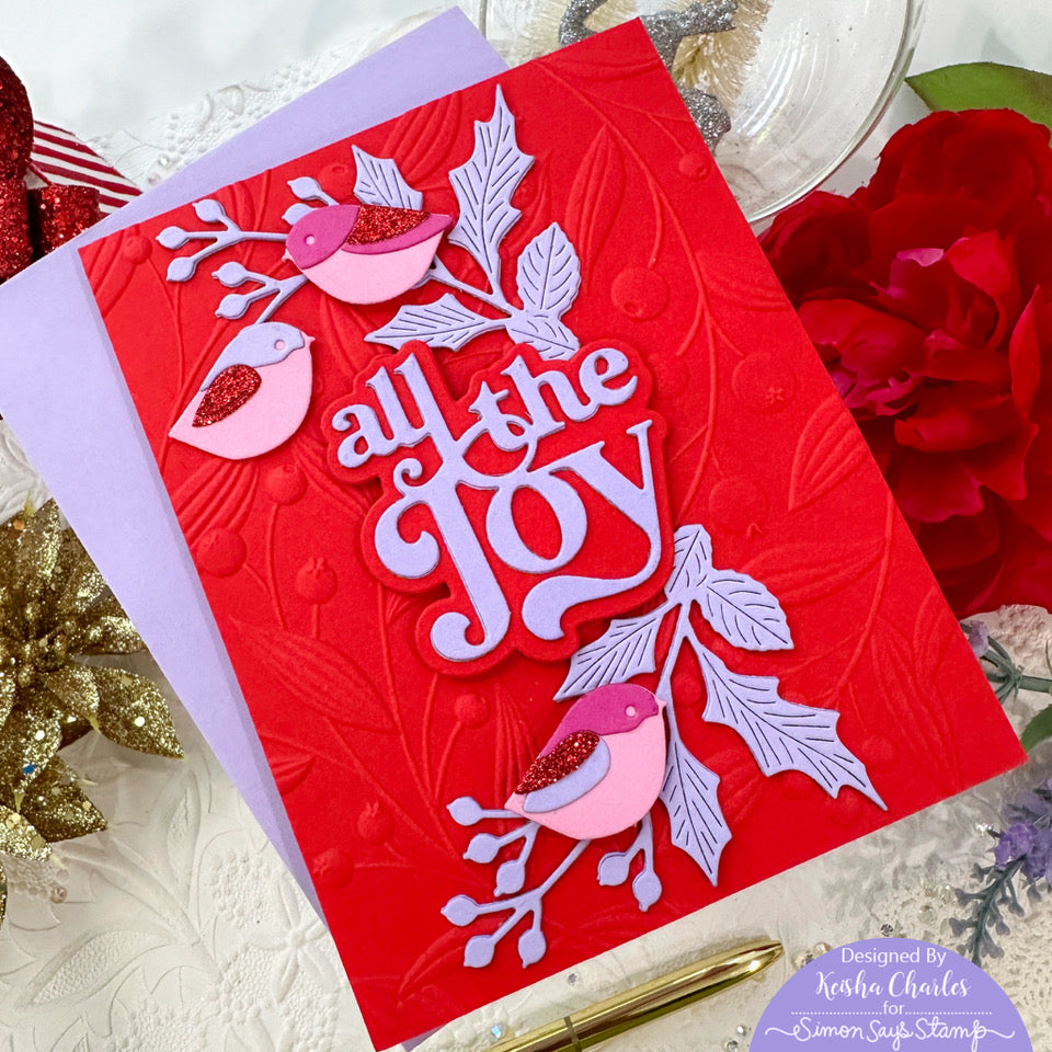Simon Says Stamp Branching Corner Holly Wafer Dies s897 All The Joy Christmas Card | color-code:ALT01