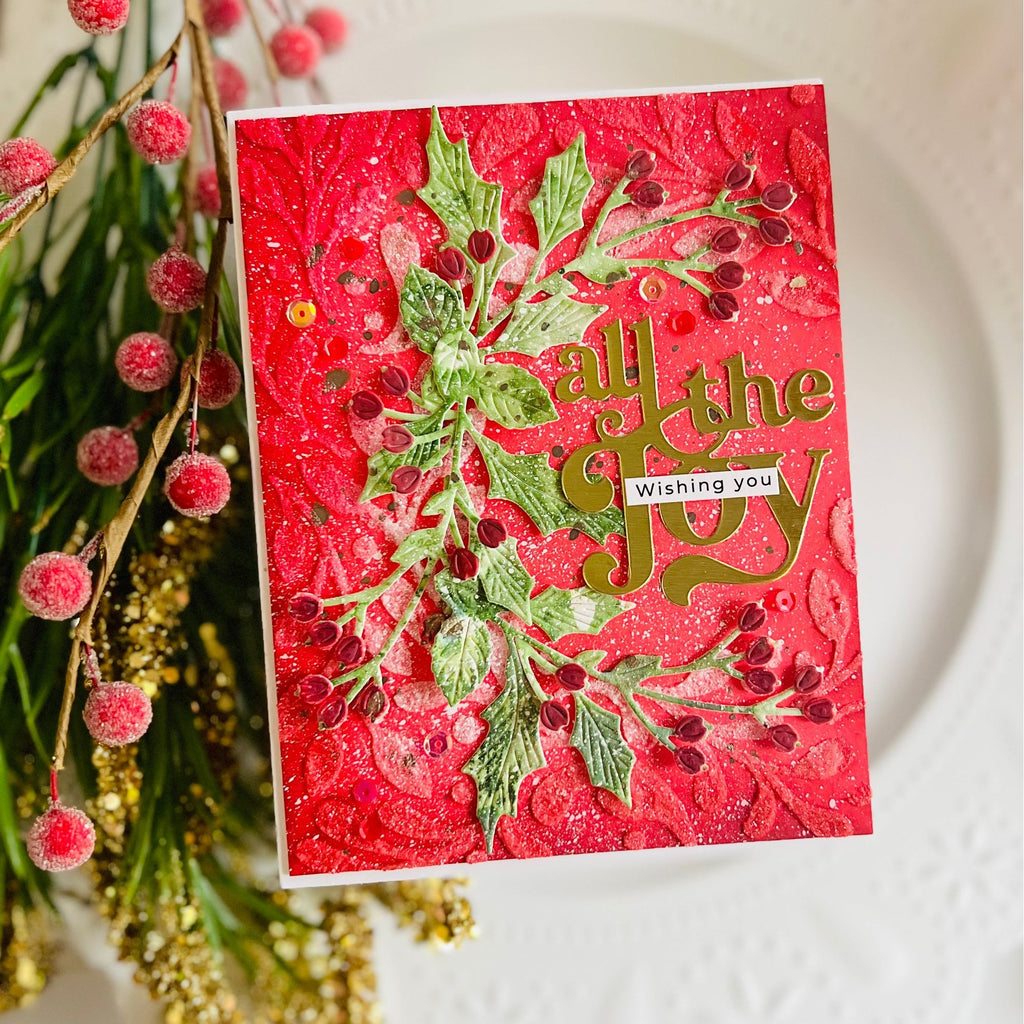 Simon Says Stamp Branching Corner Holly Wafer Dies s897 All The Joy Christmas Card