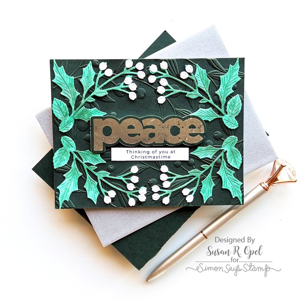 Simon Says Stamp Branching Corner Holly Wafer Dies s897 All The Joy Christmas Card