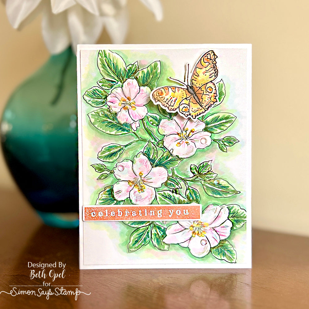 Simon Says Stamp Embossing Folder and Cutting Dies Branching Flowers sfd400 Be Bold Birthday Card