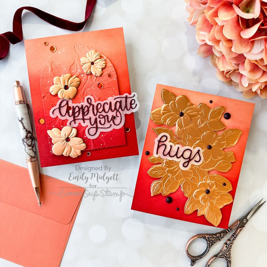 Simon Says Stamp Embossing Folder and Cutting Dies Branching Flowers sfd400 Be Bold Elegant Cards | color-code:ALT06