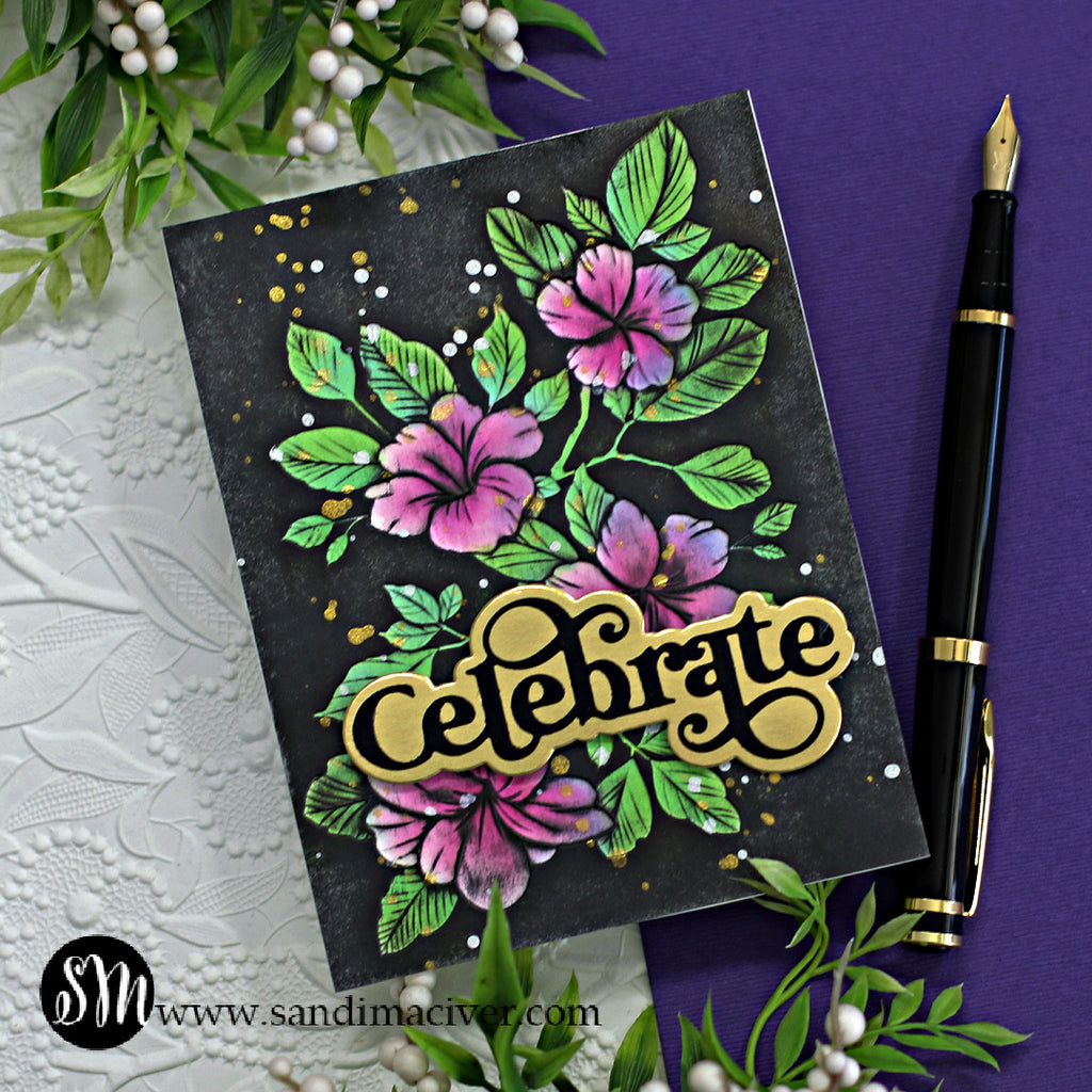 Simon Says Stamp Embossing Folder and Cutting Dies Branching Flowers sfd400 Be Bold Celebrate Card | color-code:ALT05