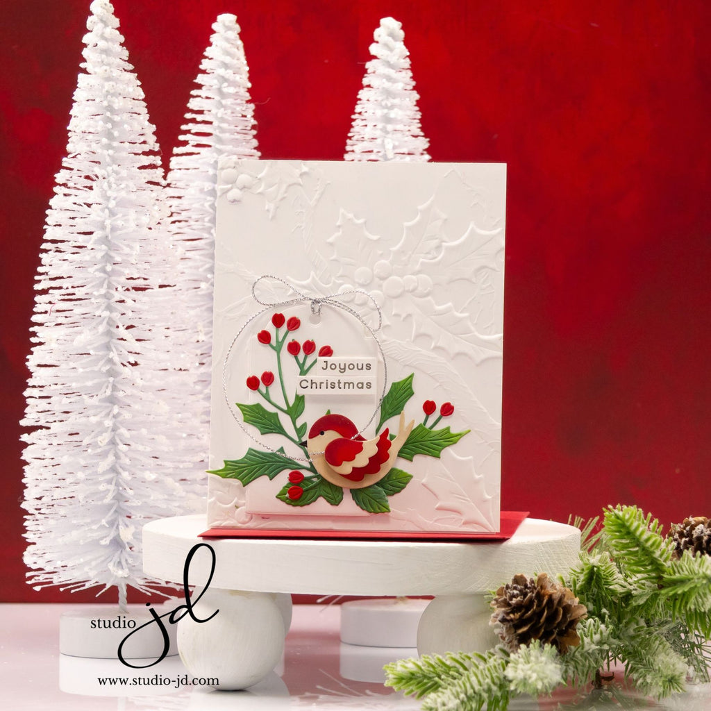 Simon Says Stamp Embossing Folder Branching Holly sf519 And Everything Nice Christmas Card | color-code:ALT02