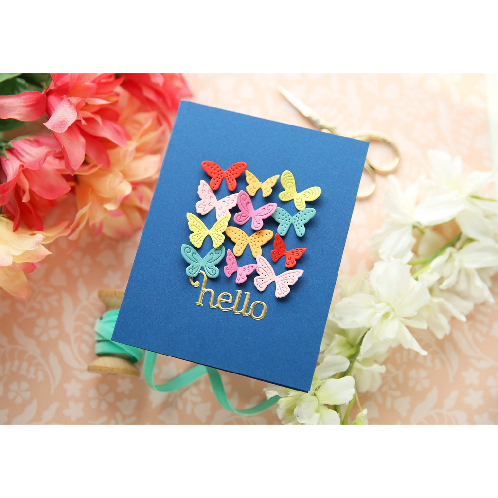 Simon Says Stamp Bright Butterflies Wafer Dies s1015 Moments in Time Hello Card | color-code:ALT09