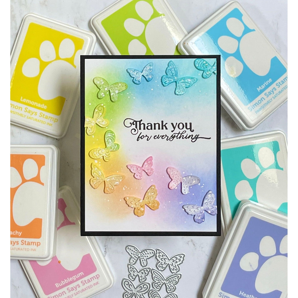 Simon Says Stamp Bright Butterflies Wafer Dies s1015 Moments in Time Thank You Card